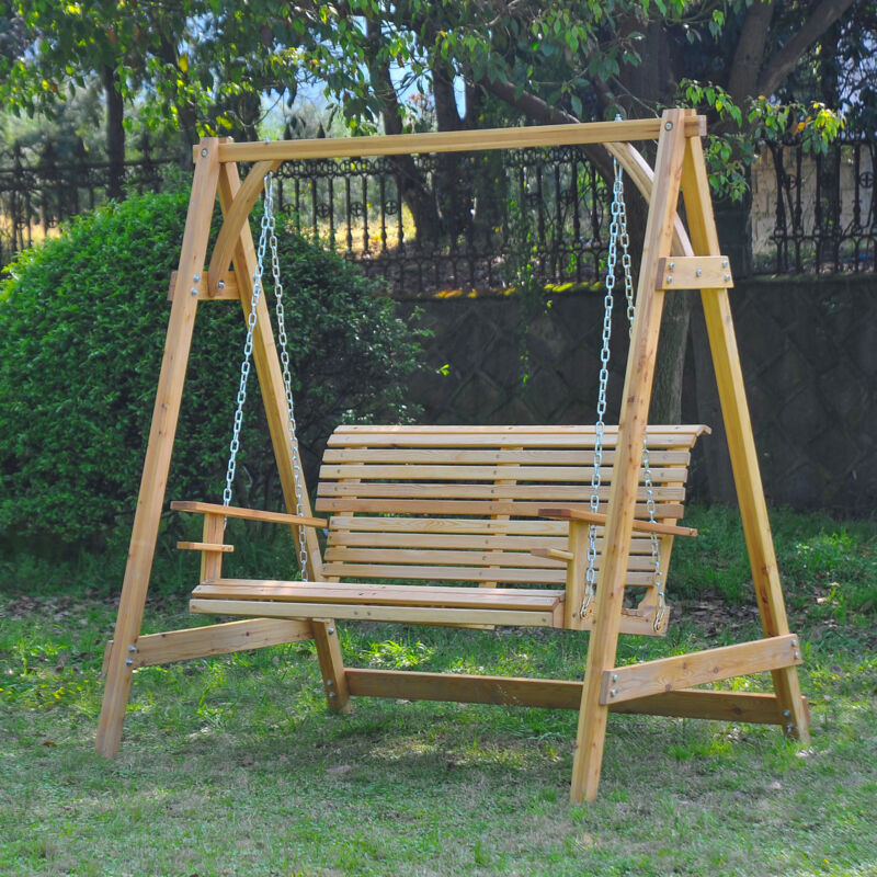 Outdoor wooden 2024 swing chair