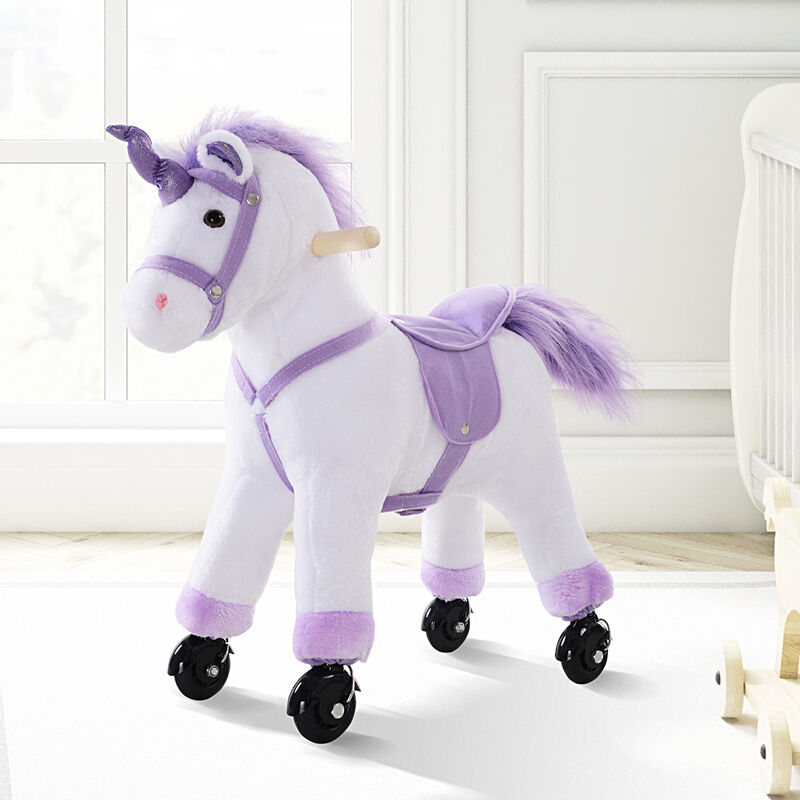 Qaba kids plush wheeled ride on hot sale walking horse