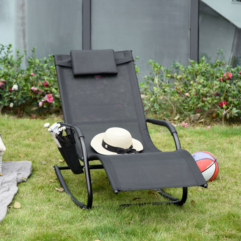 Details about   Outsunny Breathable Mesh Rocking Chair for Outdoor Recliner Seat w/ Headrest 