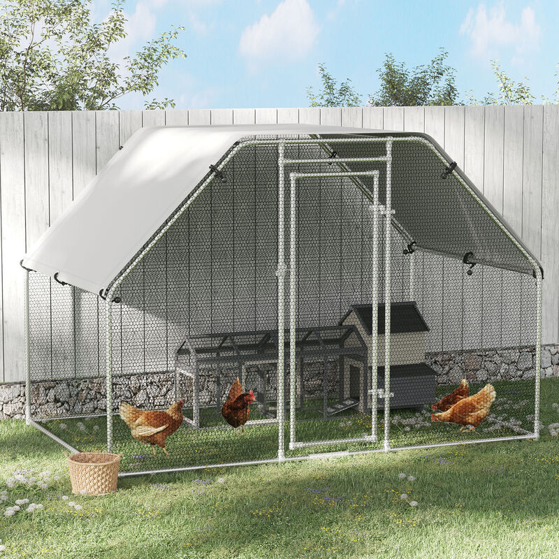 pawhut galvanized metal chicken coop