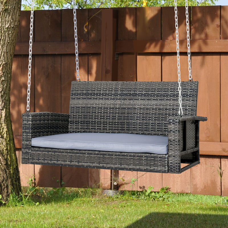 outsunny garden rattan swing chair