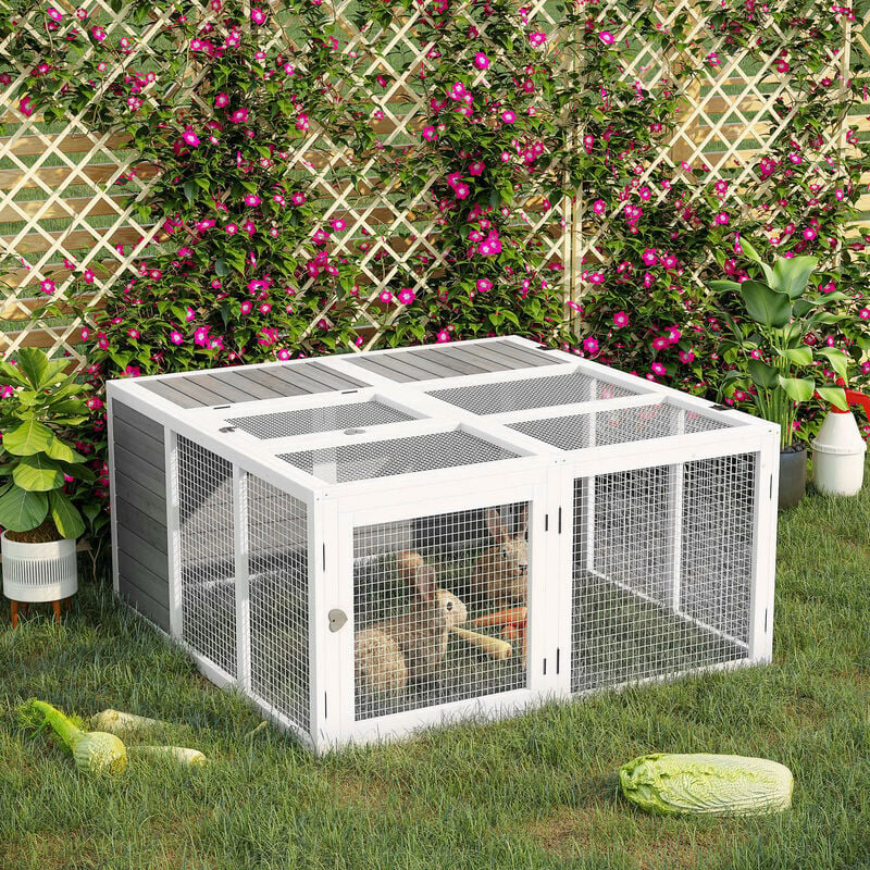 PawHut Rabbit Hutch Small Animal Guinea Pig House with Openable