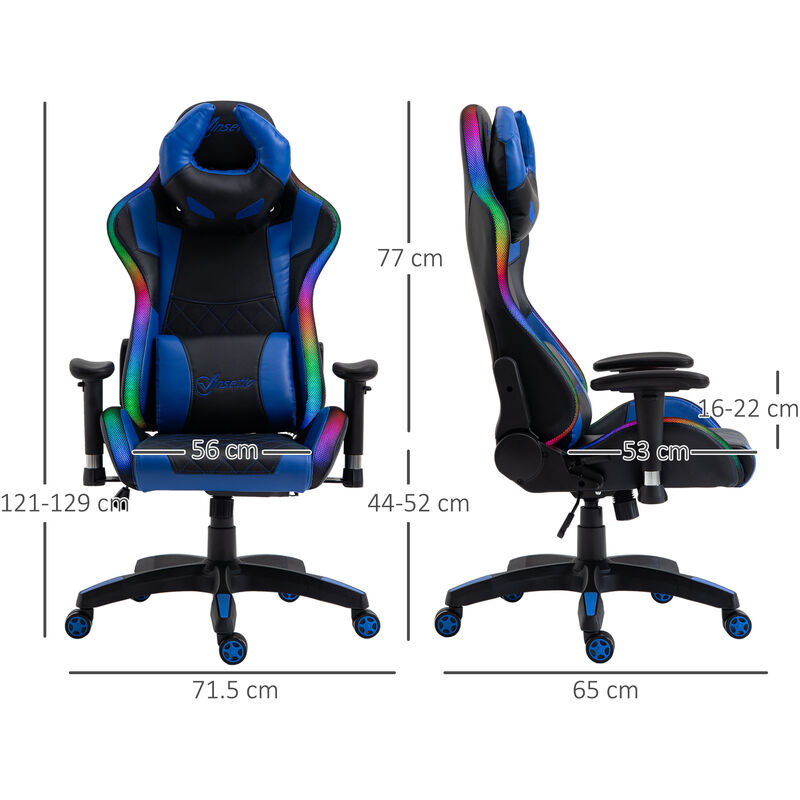 vinsetto gaming chair with rgb led light