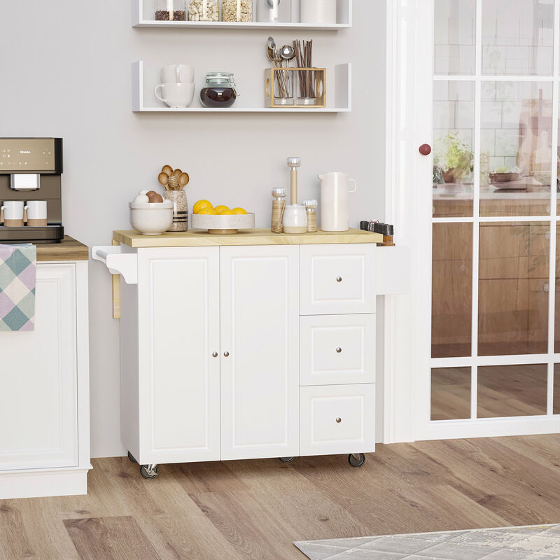 HOMCOM Drop-Leaf Kitchen Island on ...