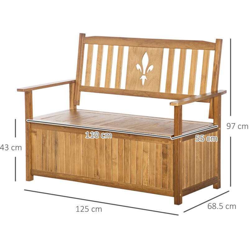 Outsunny 2 Seater Wood Garden Storage, Garden Wooden Benches With Storage