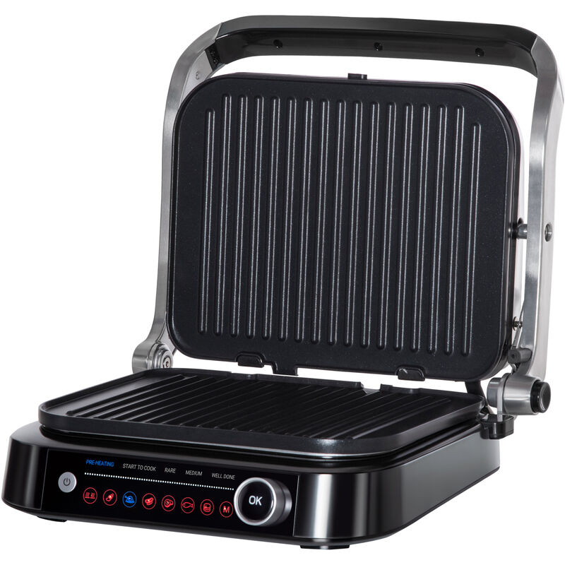 HOMCOM 4 Slice Panini Press Grill, Stainless Steel Sandwich Maker with Non-Stick