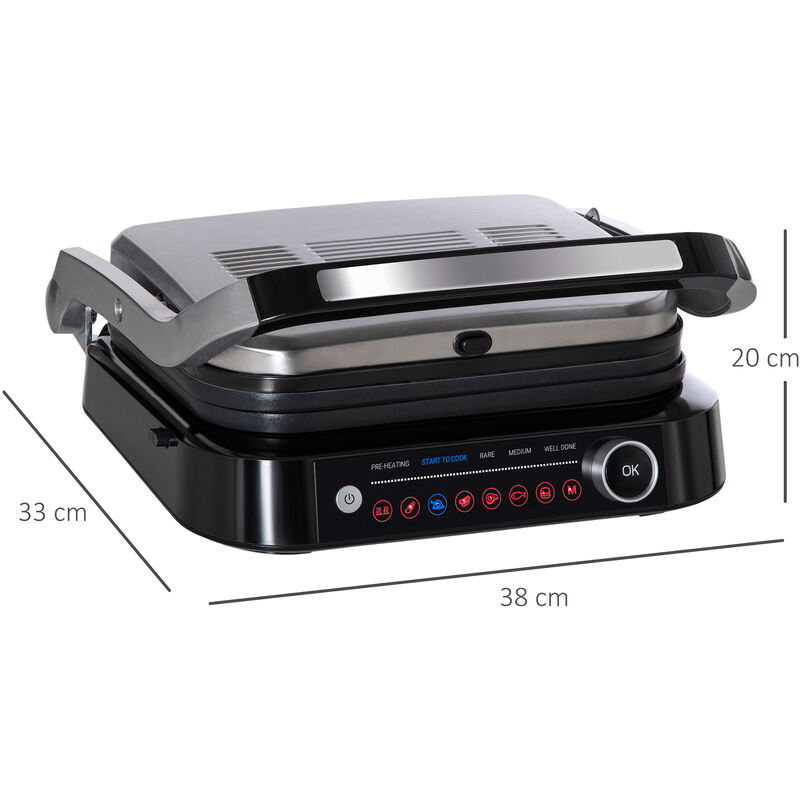 Homcom 3-in-1 Panini Press Grill, Stainless Steel Countertop