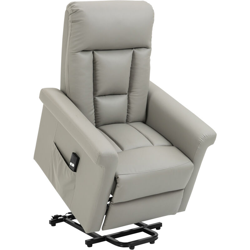 HOMCOM PU Leather Recliner Chair with Footrest and 2 Side Pockets