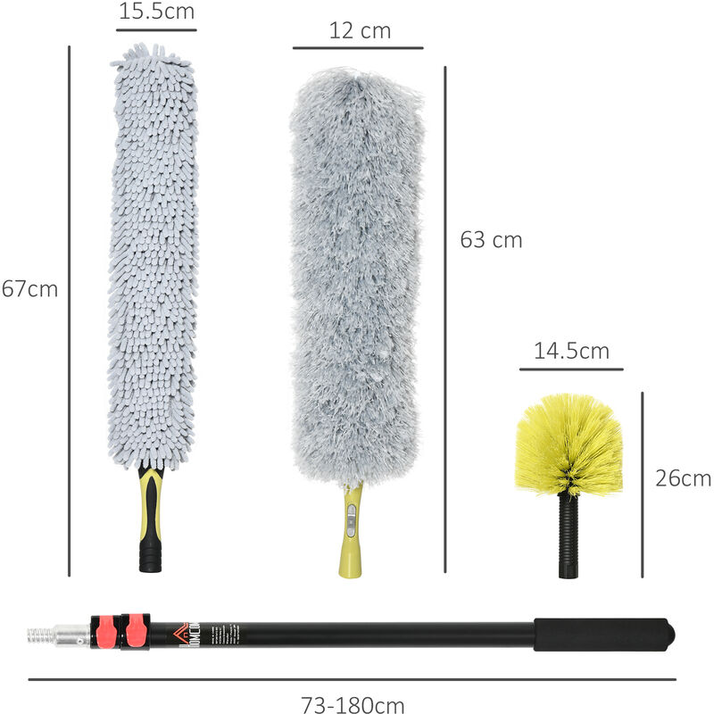 HOMCOM Multi-Color Cleaning Tool Set with Microfiber Mop Pads