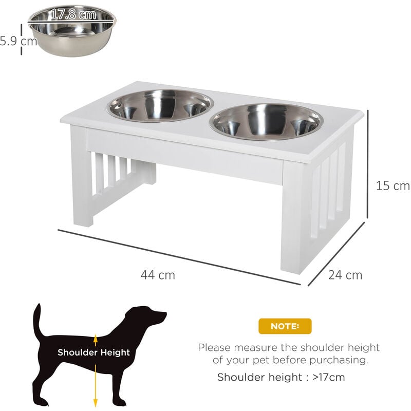 PawHut Double Stainless Steel Heavy Duty Dog Food Bowl Elevated Pet Feeding  Station 17 inches