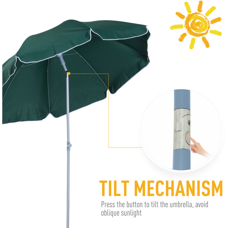 Outsunny Fishing Umbrella Beach Parasol with Sides Brolly Shlter