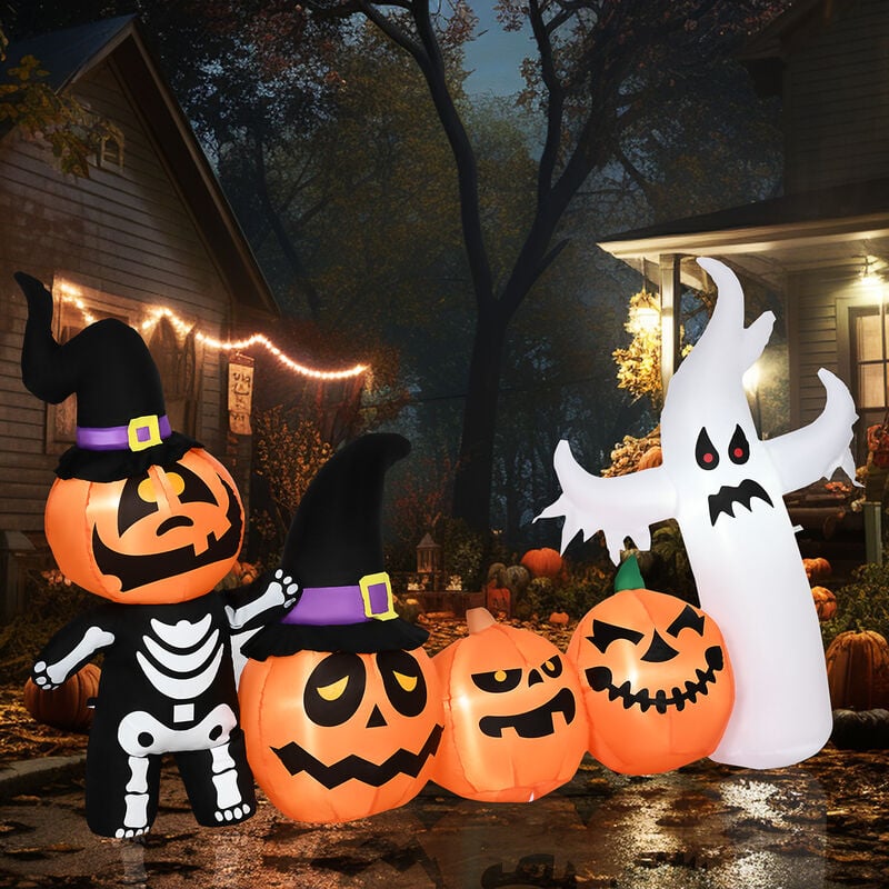 HOMCOM 8.5' Inflatable Halloween Ghost Family Outdoor Decoration w