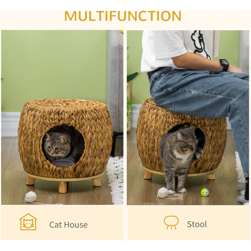  Cat Litter Box Enclosure with Soft Litter Mat; Hidden Cat  Washroom Furniture with Door; Handwoven Rattan Cat House; Pet Crate for  Living Room, Bedroom, Balcony (Natural) : Pet Supplies