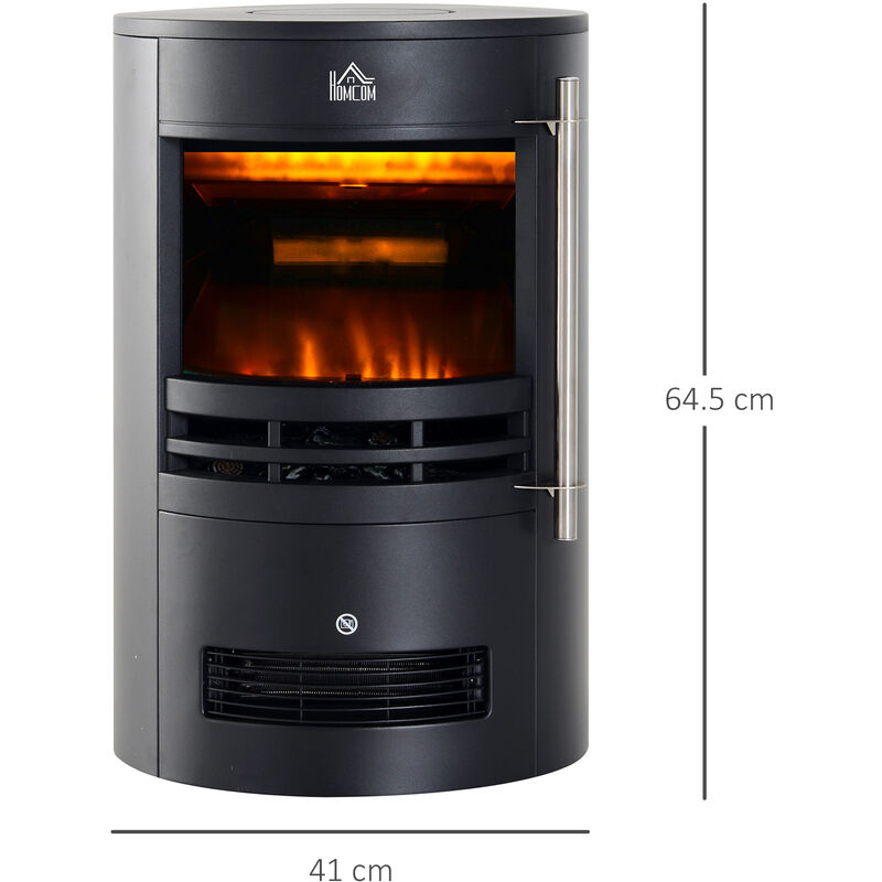 41.5 x 21 x 48.5 CM Black Hooseng Portable Electric Freestanding Fireplace Heating Stove Indoor Heater with Log Burner Flame 1800W 