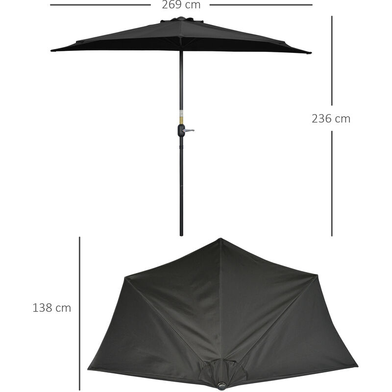 Outsunny Beach Parasol Fishing Umbrella Brolly with Sides and Push