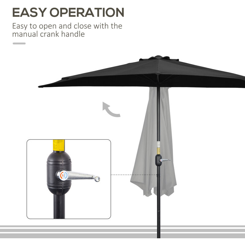 Outsunny Beach Parasol Fishing Umbrella Brolly with Sides and Push