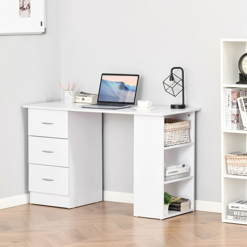 Costway Computer Desk PC Laptop Table w/ Drawer and Shelf Home Office  Furniture White