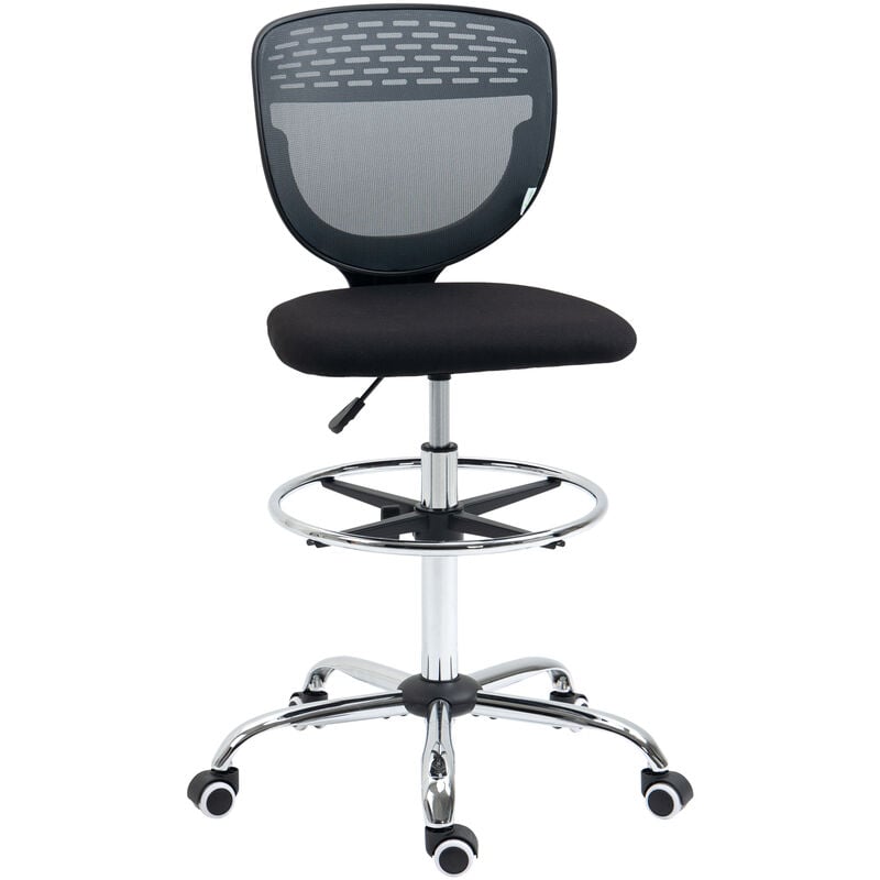 Gymax Swivel Drafting Chair Tall Office Chair w/ Adjustable Backrest - Black