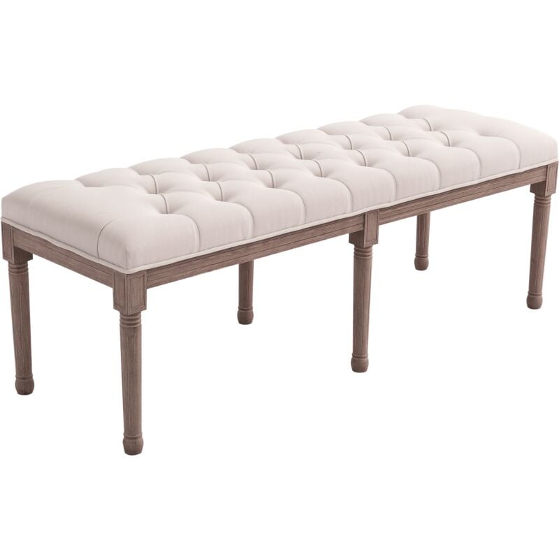 HOMCOM Stool Bench 3 Person Chic Button Tufted Bedside Seat End Hallway