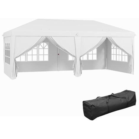 Outsunny 3 x 6 m Pop Up Gazebo with Sides and Windows White