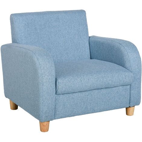 HOMCOM Child Armchair Wood Frame w/ Padding Seat Low-Rise Bedroom Blue