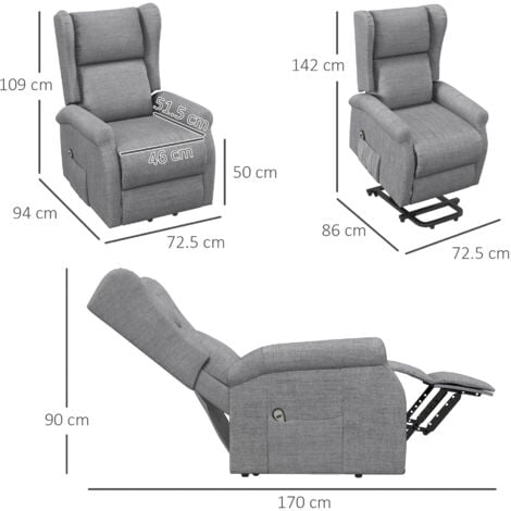 HOMCOM Riser and Recliner Chair Electric Reclining Chair with Remote Control Grey