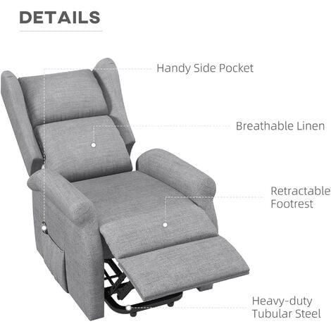 HOMCOM Riser and Recliner Chair Electric Reclining Chair with Remote Control Grey
