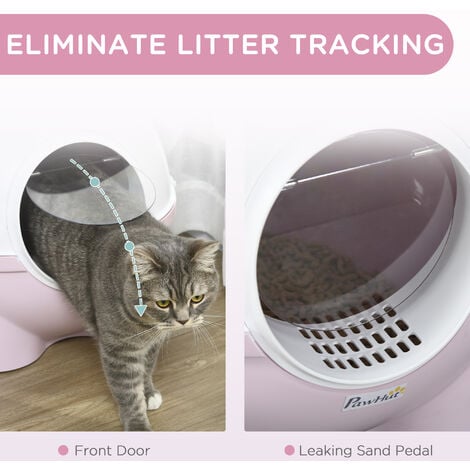 PawHut Large Cat Litter Box w/ Scoop, Front Entrance, 53 x 51 x 48cm Pink