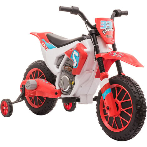 Costway 12V Kids Ride-On Motorcycle Motor Bike w/ Training Wheels Red 