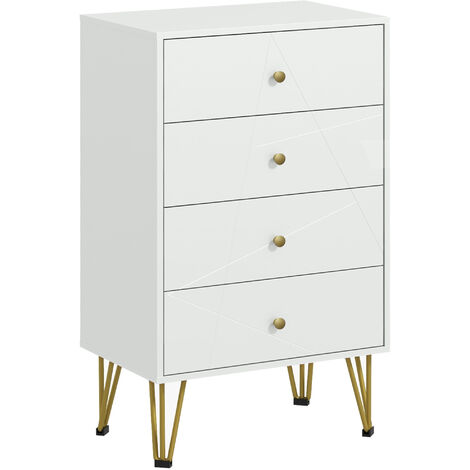 HOMCOM Chest of Drawers, 4 Drawers Dresser Storage Organiser for Bedroom