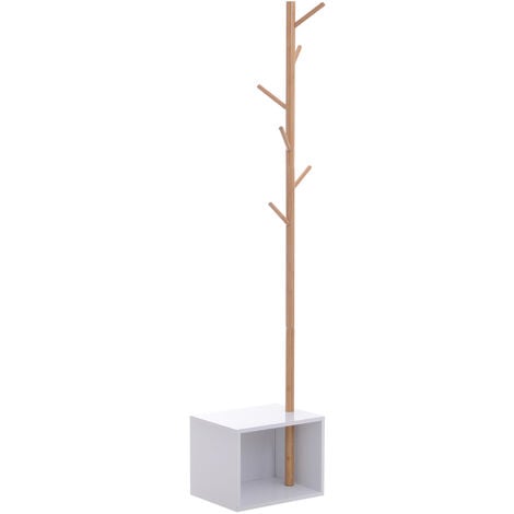 HOMCOM Coat Rack Storage Bench Hallway Tree Hat Hanger Entryway Bedroom Stand
