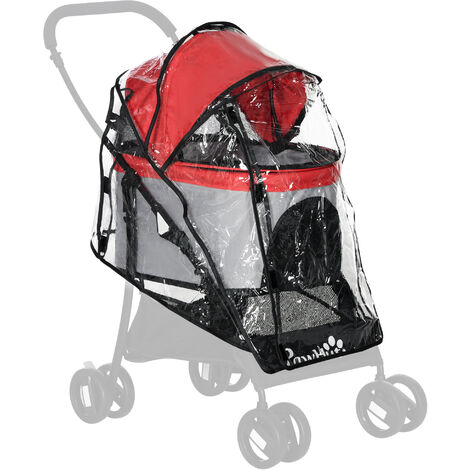 PawHut Rain Cover for Dog Stroller Pram Buggy for S XS Dogs, Cats, W/ Two Entry
