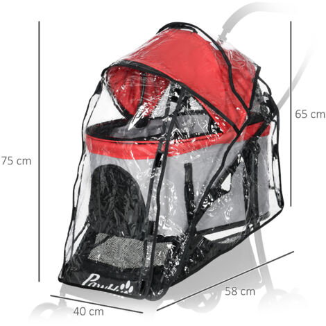 PawHut Rain Cover for Dog Stroller Pram Buggy for S XS Dogs, Cats, W/ Two Entry
