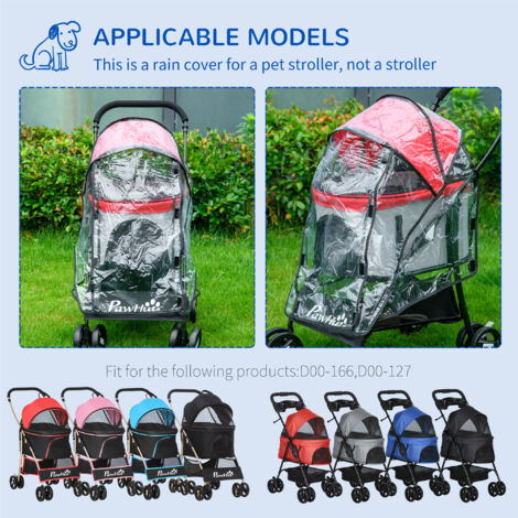 PawHut Rain Cover for Dog Stroller Pram Buggy for S XS Dogs, Cats, W/ Two Entry