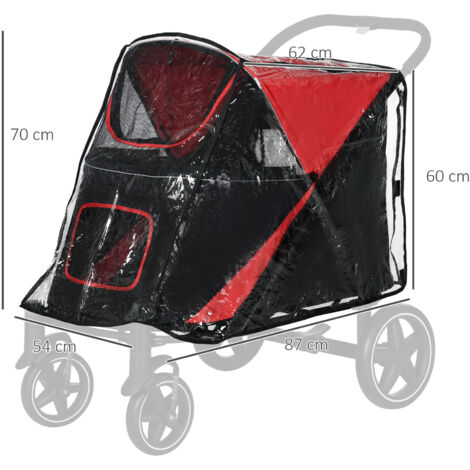 PawHut Dog Stroller Rain Cover, Cover for Dog Pram Buggy for, Large, Medium Dogs