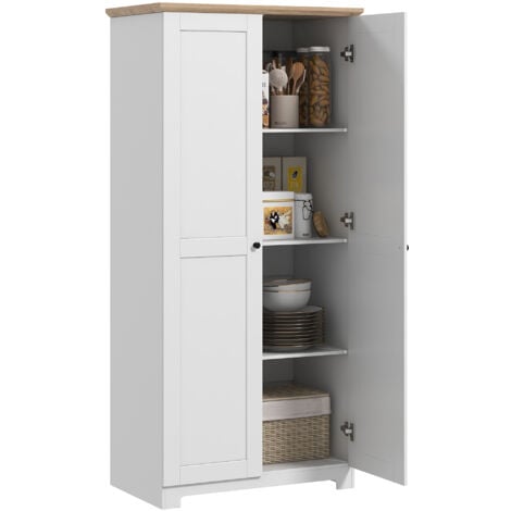 HOMCOM 172cm Wooden Storage Cabinet Cupboard With 2 Doors 4 Shelves White