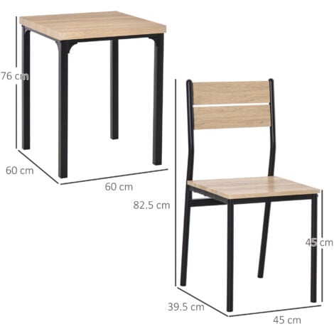 HOMCOM 3 Pcs Compact Dining Table 2 Chairs Set, Light Wood Grain