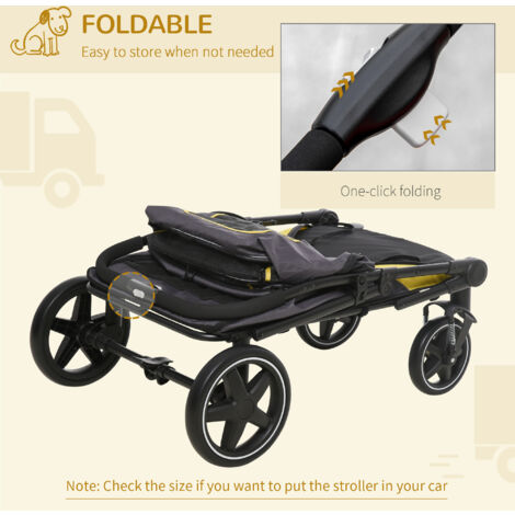 PawHut One-Click Foldable Pet Travel Stroller with Rain Cover for M L Dogs