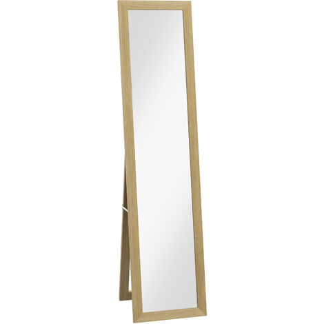 HOMCOM Full Length Mirror, Farmhouse Wall Mirror, Hanging & Freestanding Natural