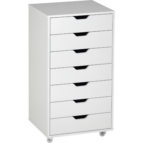 Vinsetto Mobile Filing Cabinet, 7-drawer File Cabinet with Wheels White (1/5)