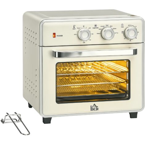 HOMCOM 20L Mini Oven with Adjustable Temperature, 60 Min Time 1400W, Cream