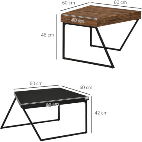 HOMCOM Coffee Table Set of 2, Coffee Tables with Steel Frame for Living Room