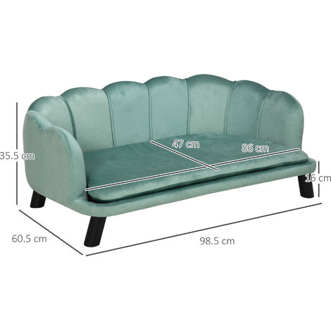 PawHut Dog Sofa, Pet Couch Bed for Medium, Large Dogs w/ Legs, Cushion Green
