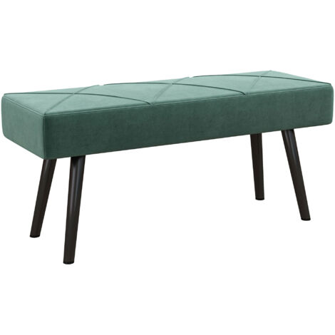 HOMCOM End of Bed Bench, Upholstered Hallway Bedroom with Steel Legs Green