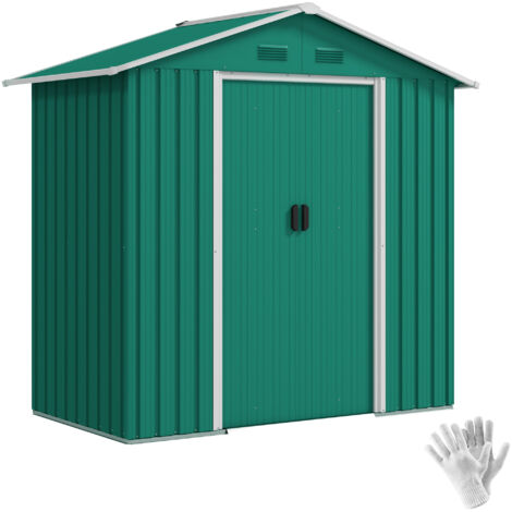 Outsunny 6.5ft x 3.5ft Garden Storage Shed, Large Metal Shed Green