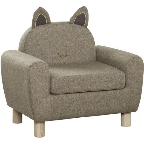 HOMCOM Kids Sofa Toddler Chair Children Armchair Ear Modeling for Bedroom Brown