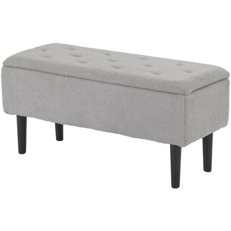 "HOMCOM 15"" Ottoman Storage Box with Wooden Legs and 57L Storage Capacity, Grey" (1/5)