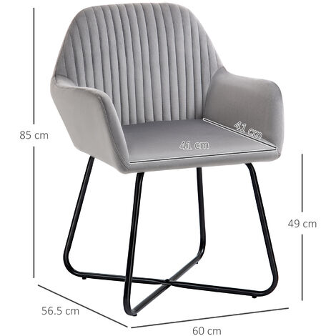 HOMCOM Modern Accent Chair Velvet-Feel Upholstered Lounge Armchair Grey