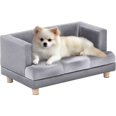PawHut Dog Sofa Pet Lounge Bed w/ Anti-slip Legs for Small-Sized Dogs - Grey