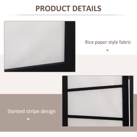 HOMCOM Folding Room Divider 3 Panel Privacy Screen Protector with Wooden Frame